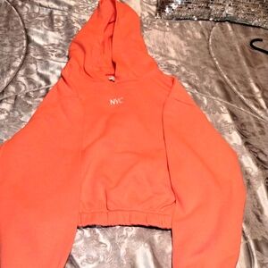 H&M Girls Orange NYC Short Hoodie- Sz 16/18 Excellent Cond!!! 🔥💯💯💯